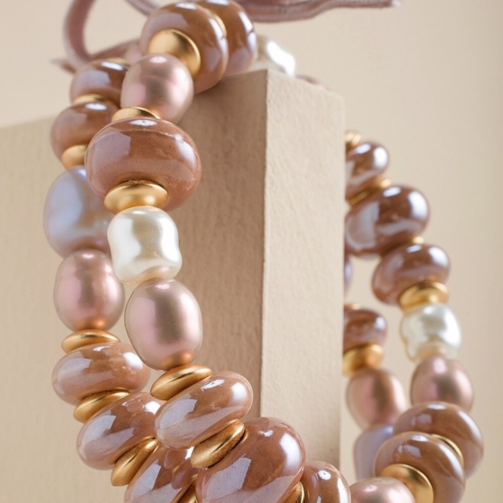 Chico's Taupe Cappuccino Two-Strand Faux Pearl Necklace and Stretch Bracelet Set - Picture 15 of 15